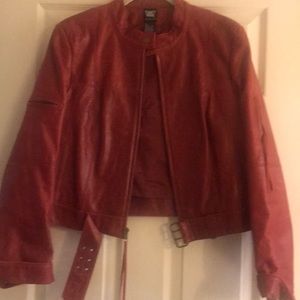 Red leather jacket